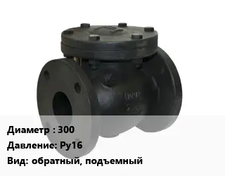 Клапан чугунный 300 Ру16 обратный, подъемный